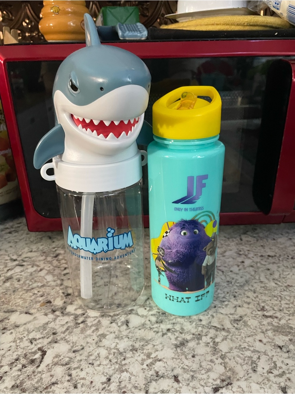 2 kids drinking bottles Shark Straw - IF the movie Kids Drink Cup